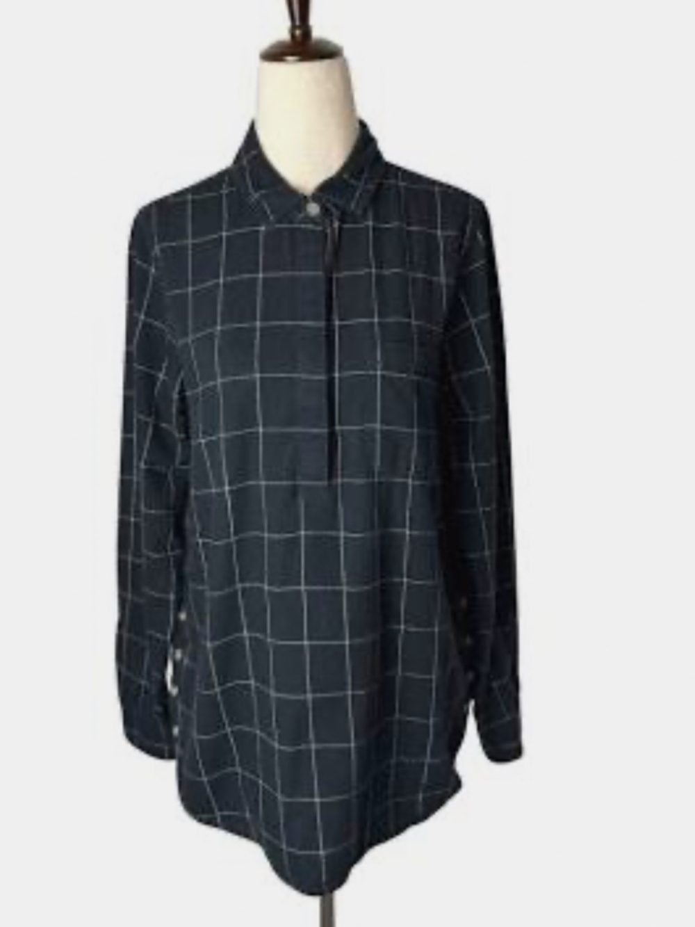 Marine Layer Pop Over Black/White Checkered Shirt in Size S